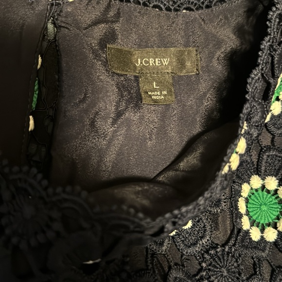 J Crew Navy Green Floral crochet sleeveless top size L - Picture 4 of 5